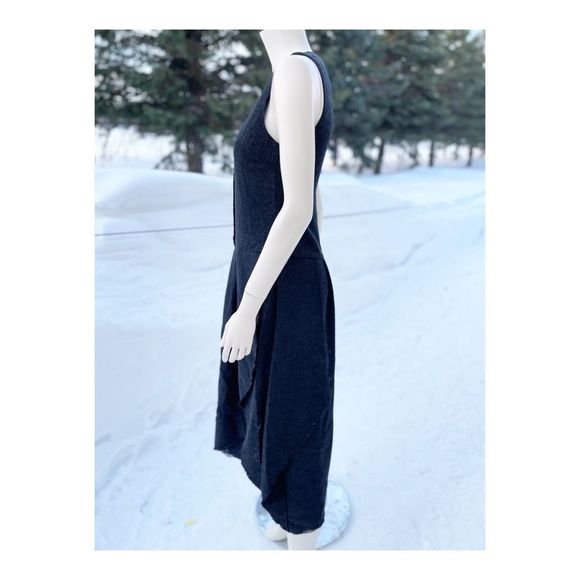 Hansen & Gretel Midi Dress Asymetric Sleeveless Raw Trim Grey Sz 1 - Picture 9 of 16